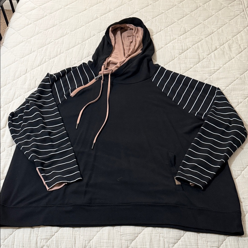 Maurices Black and Tan Asymmetrical Hoodie
